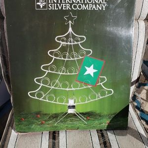VTG Silver Plated Folding 22" Christmas Tree Card